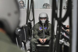 Tech. Sgt. Daniel Kilbride, an aerospace physiology technician with the 779th Aerospace Medicine Squadron, briefs a class before the flight in the altitude chamber at Andrews Air Force Base, Md., on Sep. 1, 2009. The altitude chamber is a training requirement for all personnel on flying status that ensures they can recognize the symptoms of hypoxia and hypobaria. (U.S. Air Force photo by Staff Sgt. Renae L. Kleckner)