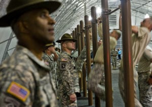 Drill instructors count pull-ups during the first event of phase one of the Best Sapper Competition.The Best Sapper Competition gives engineers throughout the Army the opportunity to compete in a grueling six phase three day competition to determine who are the best engineers in the Army. (DoD photo by Benjamin Faske)