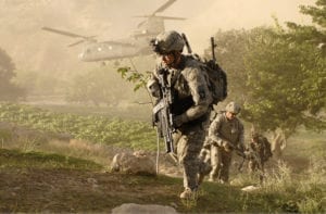 Soldiers from A Company, 101st Division Special Troop Battalion air assault into a village inside Jowlzak valley, Parwan province, Afghanistan. Afghan National Police searched the village while Soldiers provided security and conducted key-leader engagements.