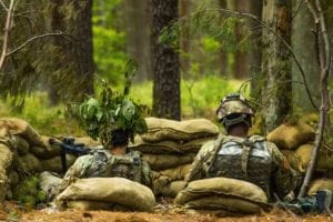 U.S. Soldiers assigned to the 753rd Quarter Master Company out of Green Bay, Wisconsin set up security behind sand bags during Combat Support Training exercise (CSTX) on Joint Base McGuire-Dix-Lakehurst NJ, June 15, 2019. CSTX 78-19-02 is a Combat Support Training Exercise that ensures Army Reserve units are trained and ready, and bring capable, combat-ready, and lethal firepower in support of the Army and our joint partners anywhere in the world. (U.S. Army photo by Pfc. Jorge Reyes)