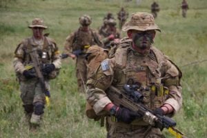 Paratroopers from 1st Battalion, 508th Parachute Infantry Regiment conduct a training patrol alongside British paratroopers of 2PARA, 16 Air Assault Brigade on November 28, 2018 in Kenya, Africa. The training scenario was part of Operation Askari Storm, a multinational training exercise occurring in Kenya, Africa between U.S., British and other partner-nation forces. The training focuses on increasing the readiness and interoperability of the participating forces while placing them in tough, realistic scenarios against simulated near-peer adversaries.